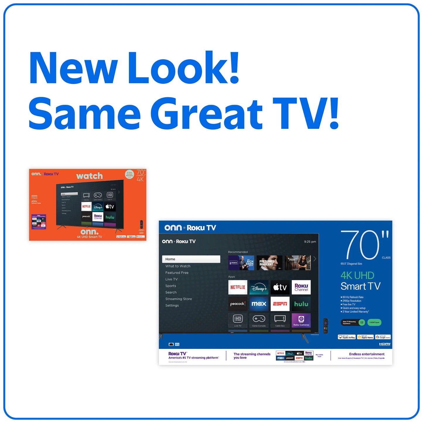 70” Class 4K UHD Roku Smart Television, 100012588