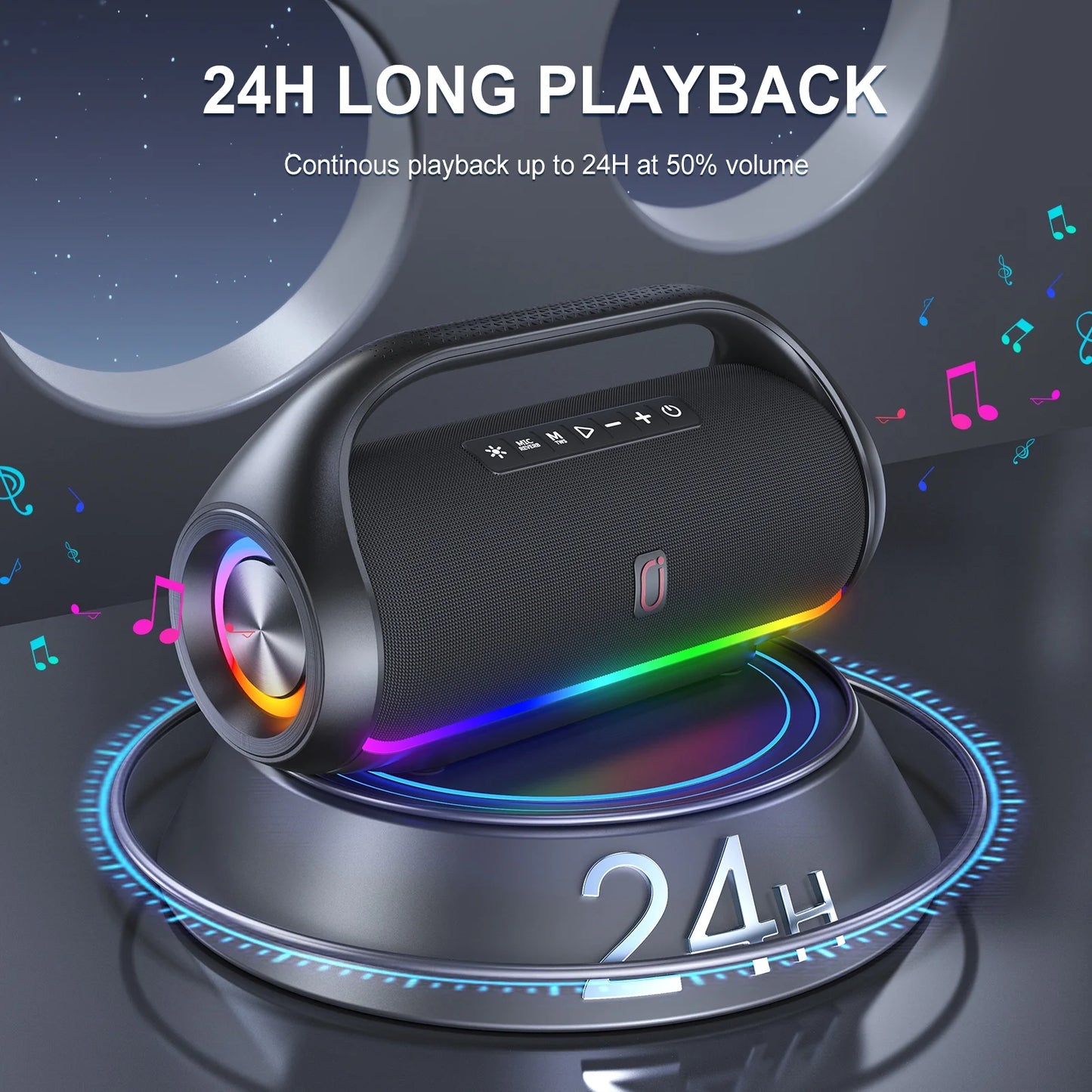 Bluetooth Speaker, Portable Speaker with DJ Lights, Deep Subwoofer, Wireless Waterproof Outdoor Speaker for Pool Beach Party, D20