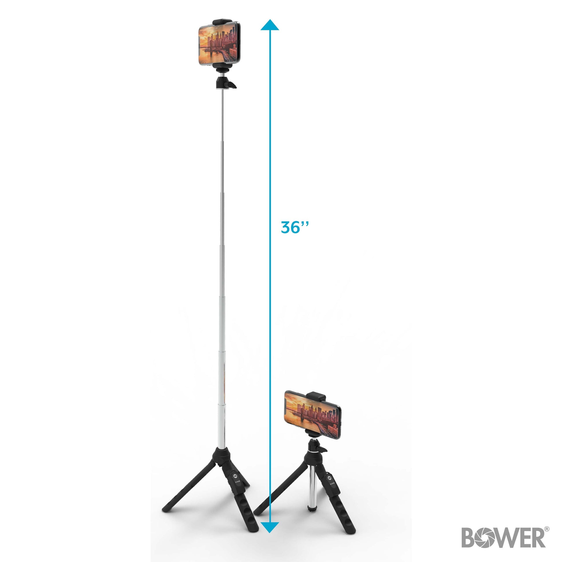 6-In-1 Multi Selfie Tripod with Smartphone & Gopro Mount, Rechargeable Wireless Remote - Black