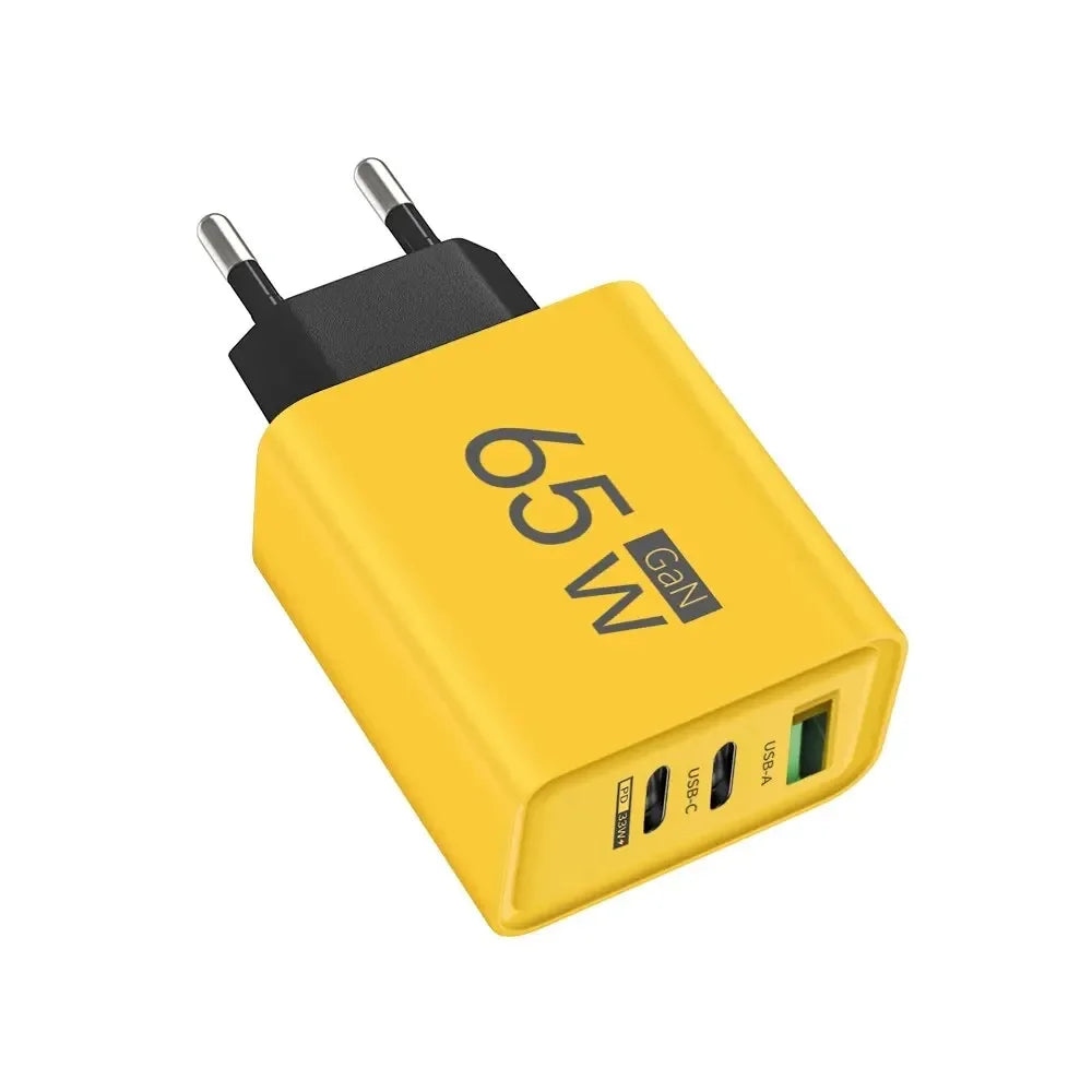 65W Gan Fast Charging USB PD Type-C Multi-Port Mobile Phone Adapter for Iphone 15 Pro Max Samsung Xiaomi Huawei Compact High-S
