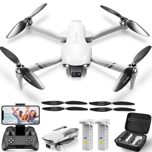 F10-1080P Wifi FPV Drone with 1080P HD Camera, Headless Mode/3D Flips, RC Quadcopter for Beginners Silver White